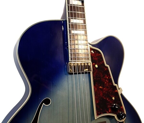 open zoom image for D'Angelico Excel EXL-1 Archtop Hollowbody Electric Guitar (with Case), Blue Burst Neck