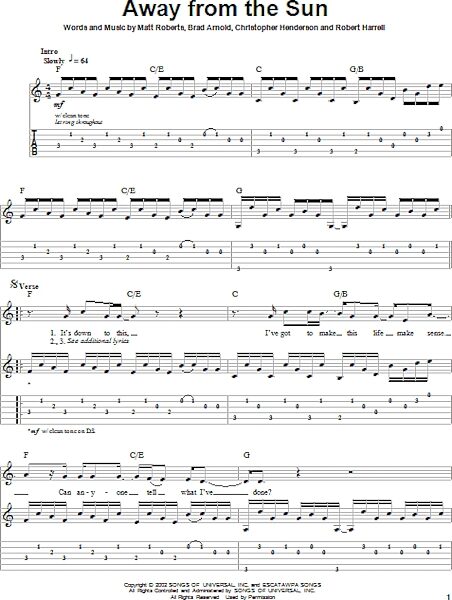 open zoom image for Away From The Sun - Guitar Tab Play-Along, New, Main