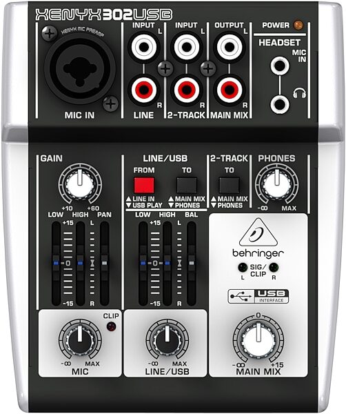 open zoom image for Behringer 302USB USB Audio Mixer and Interface, Top