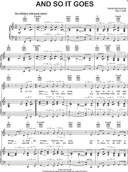 open zoom image for And So It Goes - Piano/Vocal/Guitar, New, Main