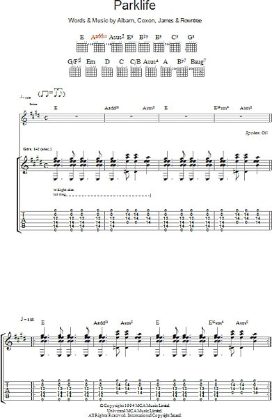 open zoom image for Parklife - Guitar TAB, New, Main