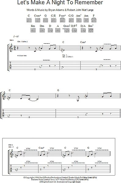 open zoom image for Let's Make A Night To Remember - Guitar TAB, New, Main