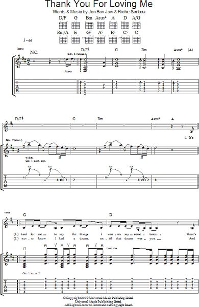open zoom image for Thank You For Loving Me - Guitar TAB, New, Main