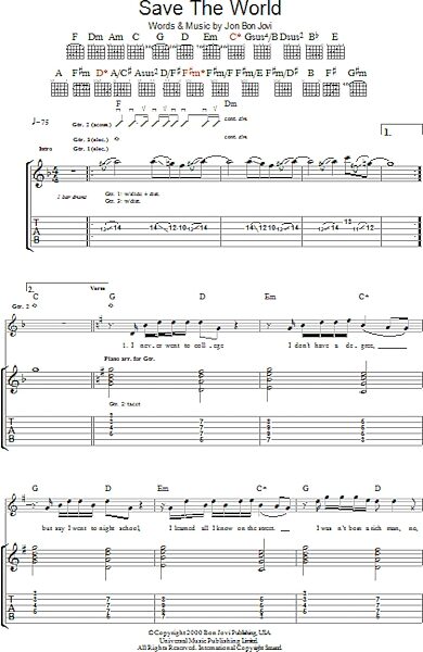 open zoom image for Save The World - Guitar TAB, New, Main