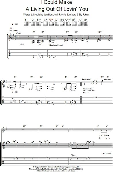 open zoom image for I Could Make A Living Out Of Lovin' You - Guitar TAB, New, Main