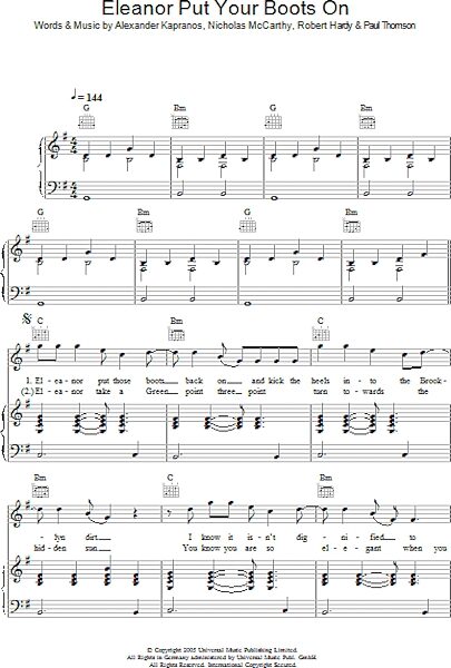 open zoom image for Eleanor Put Your Boots On - Piano/Vocal/Guitar, New, Main