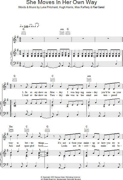open zoom image for She Moves In Her Own Way - Piano/Vocal/Guitar, New, Main