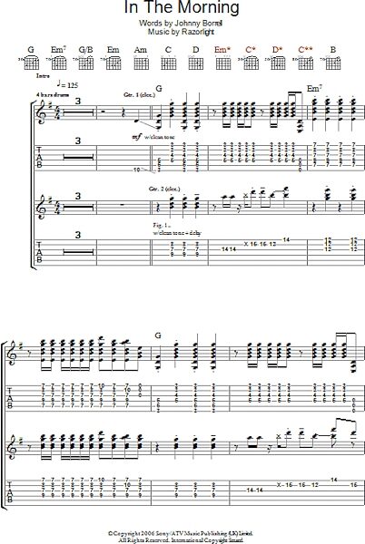 open zoom image for In The Morning - Guitar TAB, New, Main