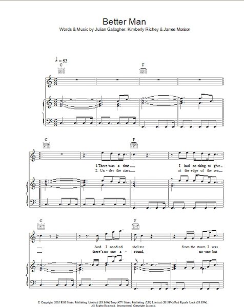open zoom image for Better Man - Piano/Vocal/Guitar, New, Main