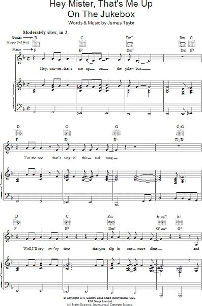 open zoom image for Hey Mister That's Me Up On The Jukebox - Piano/Vocal/Guitar, New, Main