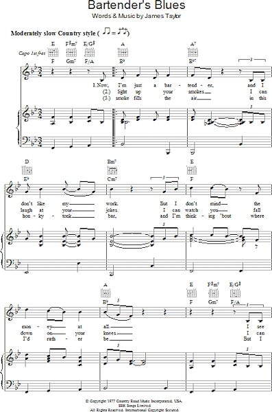 open zoom image for Bartender's Blues - Piano/Vocal/Guitar, New, Main