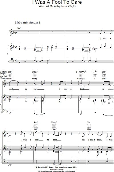 open zoom image for I Was A Fool To Care - Piano/Vocal/Guitar, New, Main