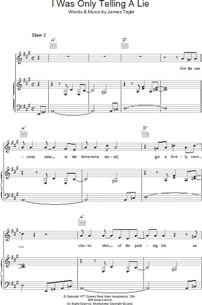 open zoom image for I Was Only Telling A Lie - Piano/Vocal/Guitar, New, Main