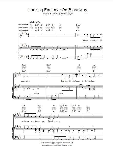 open zoom image for Looking For Love On Broadway - Piano/Vocal/Guitar, New, Main
