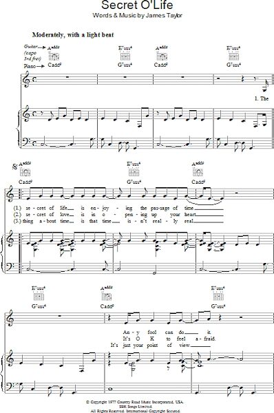 open zoom image for Secret O'Life - Piano/Vocal/Guitar, New, Main