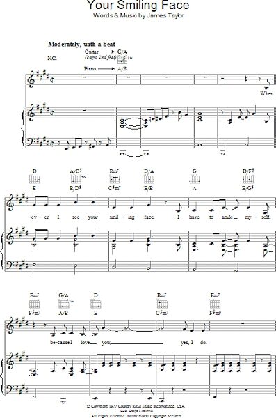 open zoom image for Your Smiling Face - Piano/Vocal/Guitar, New, Main