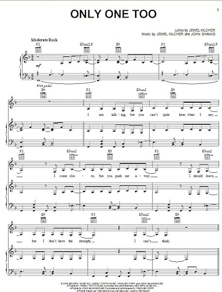 open zoom image for Only One Too - Piano/Vocal/Guitar, New, Main