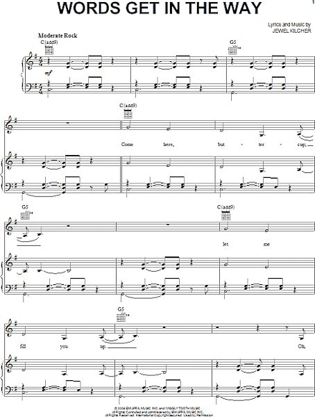 open zoom image for Words Get In The Way - Piano/Vocal/Guitar, New, Main