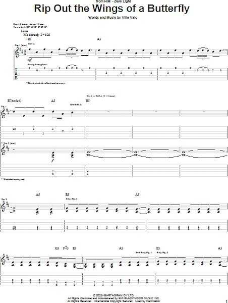 open zoom image for Rip Out The Wings Of A Butterfly - Guitar TAB, New, Main