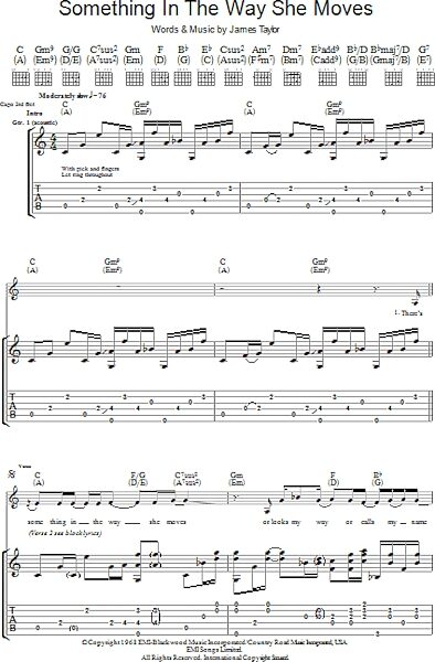open zoom image for Something In The Way She Moves - Guitar TAB, New, Main