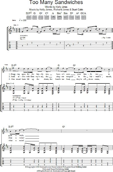 open zoom image for Too Many Sandwiches - Guitar TAB, New, Main