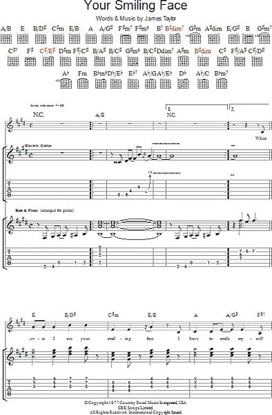 open zoom image for Your Smiling Face - Guitar TAB, New, Main
