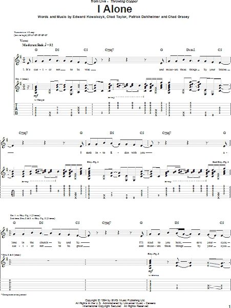 open zoom image for I Alone - Guitar TAB, New, Main