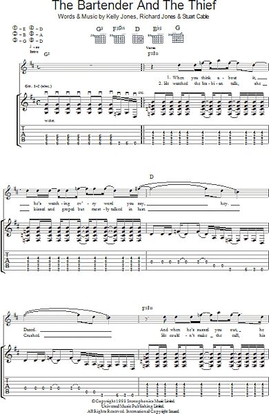 open zoom image for The Bartender And The Thief - Guitar TAB, New, Main