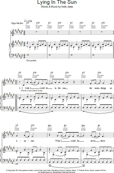 open zoom image for Lying In The Sun - Piano/Vocal/Guitar, New, Main