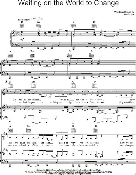open zoom image for Waiting On The World To Change - Piano/Vocal/Guitar, New, Main