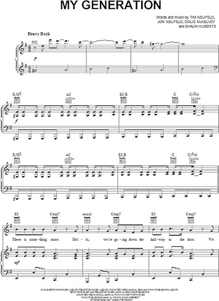 open zoom image for My Generation - Piano/Vocal/Guitar, New, Main