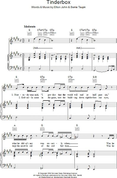 open zoom image for Tinderbox - Piano/Vocal/Guitar, New, Main