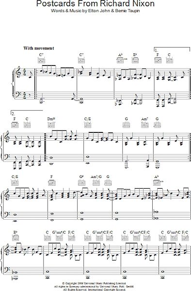 open zoom image for Postcards From Richard Nixon - Piano/Vocal/Guitar, New, Main