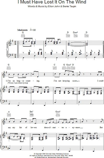 open zoom image for I Must Have Lost It On The Wind - Piano/Vocal/Guitar, New, Main
