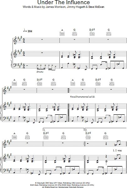 open zoom image for Under The Influence - Piano/Vocal/Guitar, New, Main