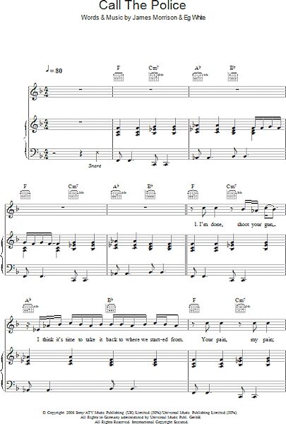 open zoom image for Call The Police - Piano/Vocal/Guitar, New, Main