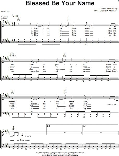 open zoom image for Blessed Be Your Name - Piano/Vocal/Guitar, New, Main