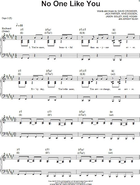 open zoom image for No One Like You - Piano/Vocal/Guitar, New, Main