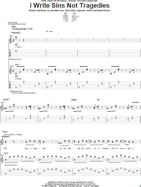 open zoom image for I Write Sins Not Tragedies - Guitar TAB, New, Main