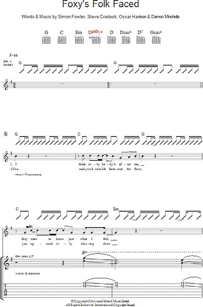 open zoom image for Foxy's Folk Faced - Guitar TAB, New, Main