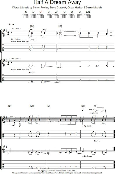 open zoom image for Half A Dream Away - Guitar TAB, New, Main