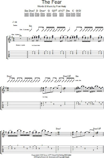 open zoom image for The Fear - Guitar TAB, New, Main