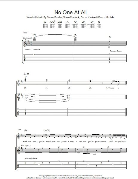 open zoom image for No One At All - Guitar TAB, New, Main