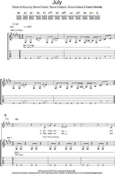 open zoom image for July - Guitar TAB, New, Main