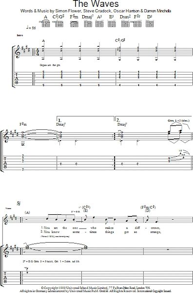 open zoom image for The Waves - Guitar TAB, New, Main