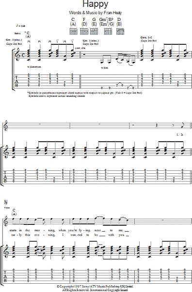 open zoom image for Happy - Guitar TAB, New, Main