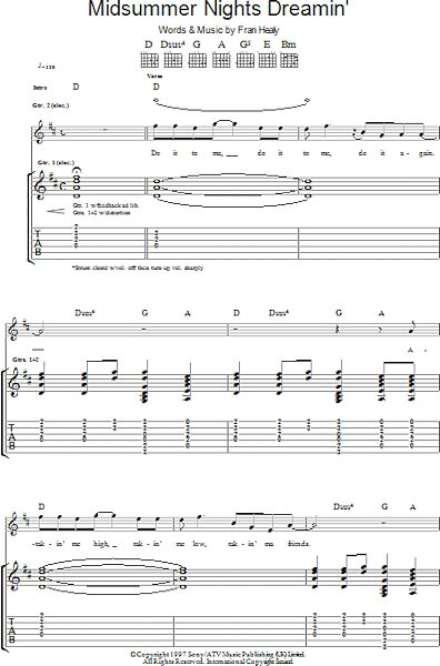 open zoom image for Midsummer Nights Dreamin' - Guitar TAB, New, Main