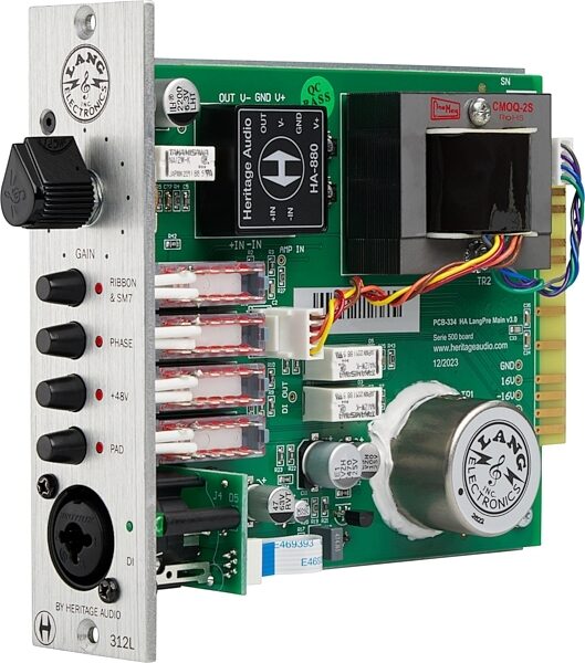 open zoom image for Heritage Audio & Lang Electronics 312L 500-Series Microphone Preamplifier, New, Action Position Front