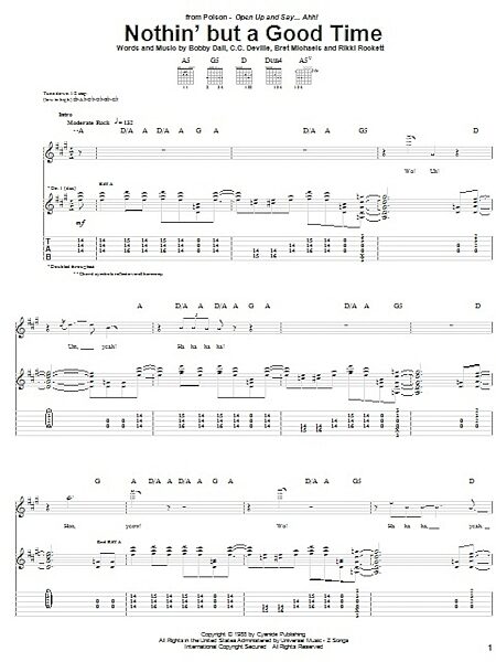 open zoom image for Nothin' But A Good Time - Guitar TAB, New, Main