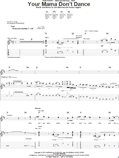 open zoom image for Your Mama Don't Dance - Guitar TAB, New, Main